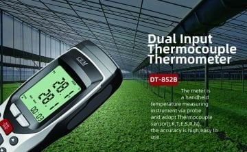 CEM DT-852B 2 Çift Girişli Termokupl Termometre (Tip K ve J) Tip K Tipi Termokupl Prob ile K: -250... +1372 °C Tip J: -200... +1000 °C