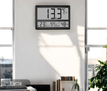 TFA 60.4523.01 Digital XL Sıcaklık ve Nem Ölçer Saat Dış Ortam Sıcaklığı ve İç Mekan İklimlendirmesi  -50... +70 °C | -10... +50 °C / 1... %99 RH