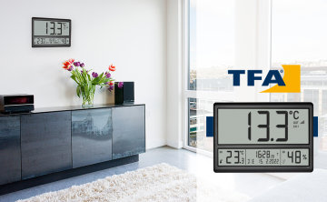 TFA 60.4523.01 Digital XL Sıcaklık ve Nem Ölçer Saat Dış Ortam Sıcaklığı ve İç Mekan İklimlendirmesi  -50... +70 °C | -10... +50 °C / 1... %99 RH