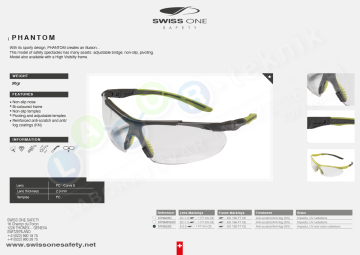 Swissone Safety pHantom Güvenlik Gözlüğü (Şeffaf Renk)