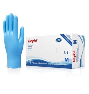 Beybi Nitril Muayene Eldiveni (Pudrasız)  Mavi  L 100 Adet/Kutu