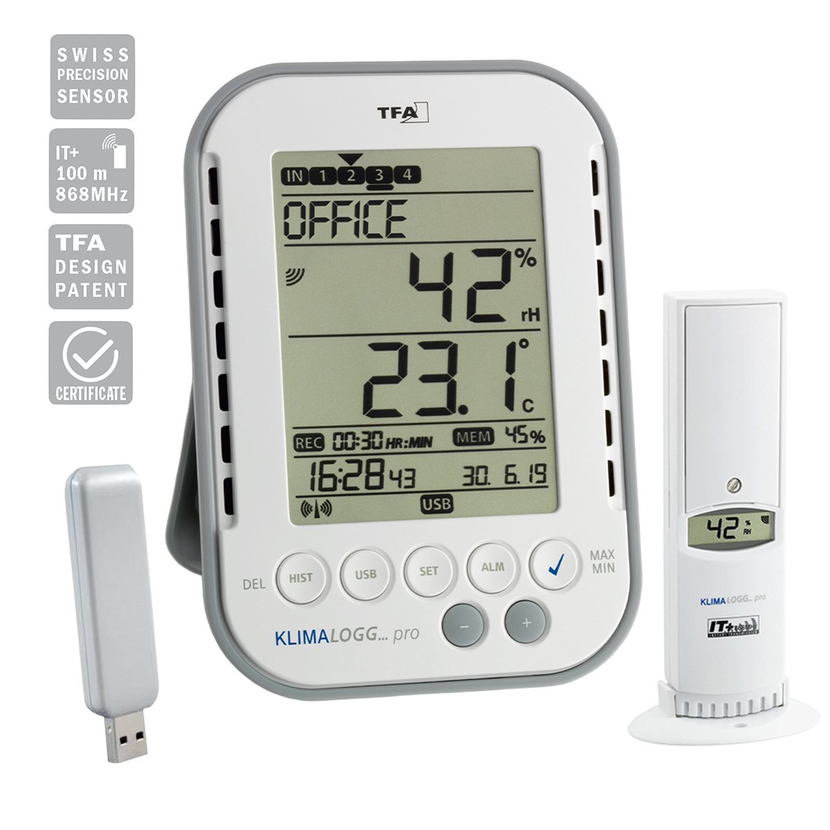 TFA 30.3039.IT 'KLIMALOGG PRO' Termo Higrometre Datalogger ve TFA 30.3180.IT Sensör