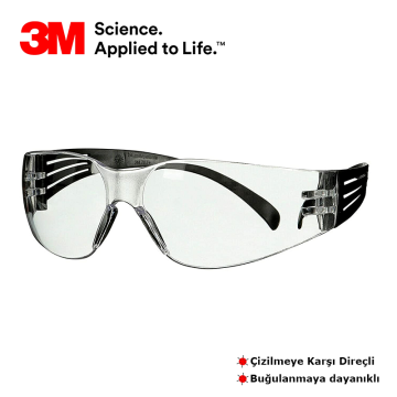 3M™ SecureFit™ 100 Laboratuvar Gözlüğü Siyah Çerçeve, Çizilmeye Dayanıklı, Buğu Önleyici, Şeffaf AS/AF Lens Şeffaf