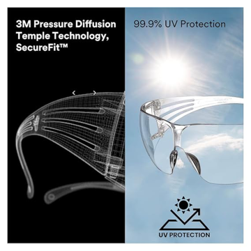 3M™ SecureFit™ 200 Laboratuvar Gözlüğü Beyaz Çerçeve, Çizilmeye Dayanıklı, Buğu Önleyici, Şeffaf AS/AF Lens (SF201AF)
