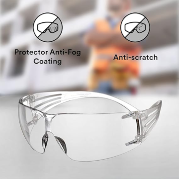 3M™ SecureFit™ 200 Laboratuvar Gözlüğü Beyaz Çerçeve, Çizilmeye Dayanıklı, Buğu Önleyici, Şeffaf AS/AF Lens (SF201AF)