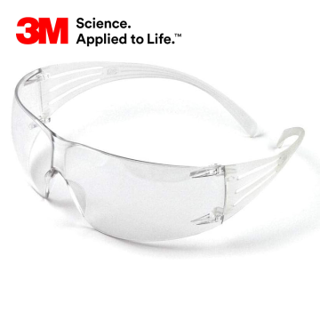 3M™ SecureFit™ 200 Laboratuvar Gözlüğü Beyaz Çerçeve, Çizilmeye Dayanıklı, Buğu Önleyici, Şeffaf AS/AF Lens (SF201AF)