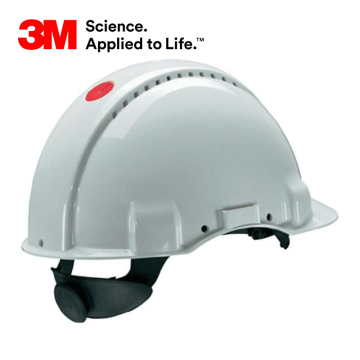3M™ G3000NUV-VI Madenci Bareti, Uvicator, Mandallı, Havalandırmalı, Plastik Ter Bantlı, Beyaz Renkli