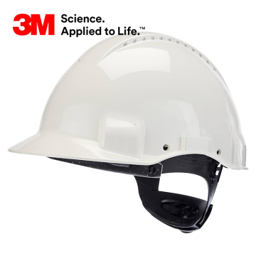 3M™ G3000NUV-VI Madenci Bareti, Uvicator, Mandallı, Havalandırmalı, Plastik Ter Bantlı, Beyaz Renkli