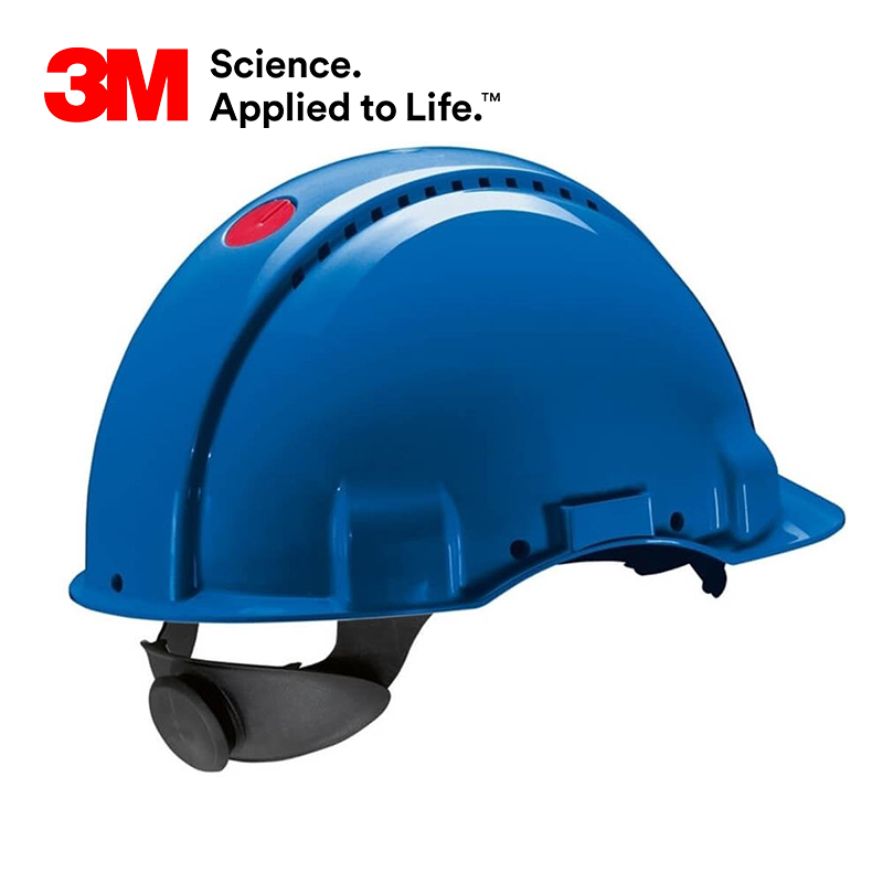 3M™ G3000NUV-BB Madenci Bareti, Uvicator, Mandallı, Havalandırmalı, Plastik Ter Bantlı, Mavi Renk