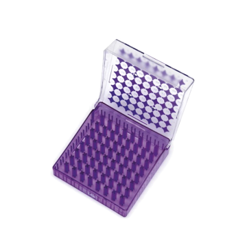 ISOLAB Cryo Tüp Kutusu - Polikarbonat - 2 ml Tüpler İçin - Menteşeli Kapaklı - Mor
