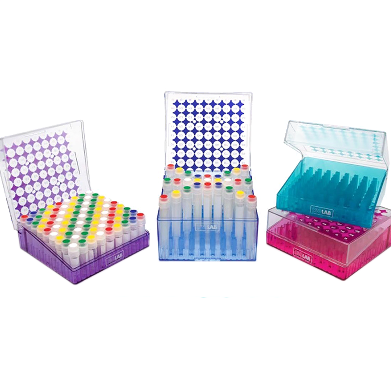 ISOLAB Cryo Tüp Kutusu - Polikarbonat - 2 ml Tüpler İçin - Menteşeli Kapaklı - Rubi