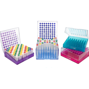 ISOLAB Cryo Tüp Kutusu - Polikarbonat - 2 ml Tüpler İçin - Menteşeli Kapaklı - Rubi