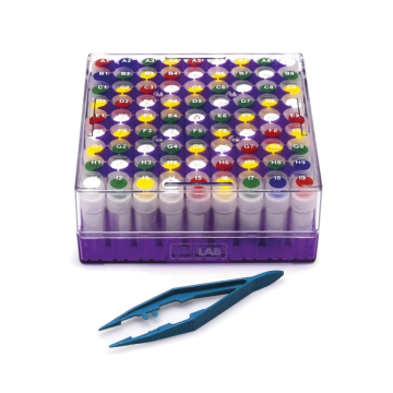 ISOLAB Cryo Tüp Kutusu - Polikarbonat - 2 ml Tüpler İçin - Menteşeli Kapaklı - Rubi