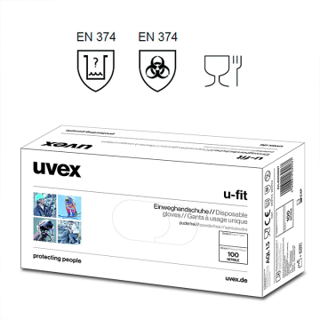 Uvex U-Fit Nitril Eldiven  ''Kimyasal Koruma Eldiveni''  0.10 mm  M  (Kutu/100Adet)