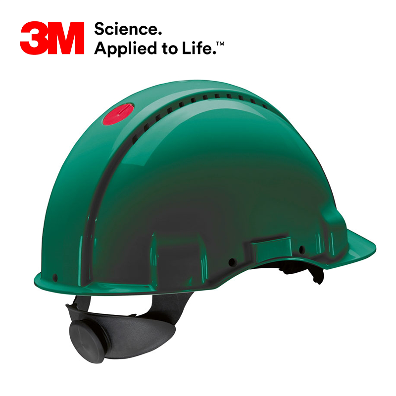 3M™ G3000NUV-GP Madenci Bareti, Uvicator, Mandallı, Havalandırmalı, Plastik Ter Bantlı, Yeşil Renk