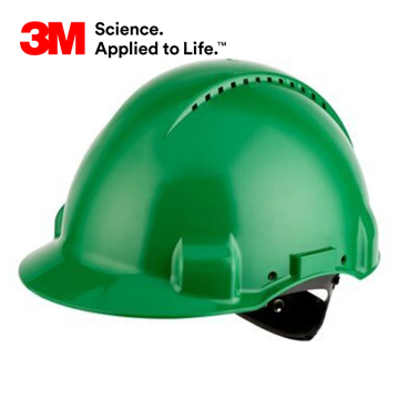3M™ G3000NUV-GP Madenci Bareti, Uvicator, Mandallı, Havalandırmalı, Plastik Ter Bantlı, Yeşil Renk