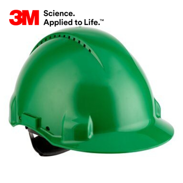 3M™ G3000NUV-GP Madenci Bareti, Uvicator, Mandallı, Havalandırmalı, Plastik Ter Bantlı, Yeşil Renk