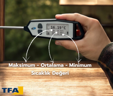 TFA 31.1064.01.K V315 Hassas Prob Tip Termometre ISO ve HACCP -50... +250 °C / ±0.05 °C / Prob: 315 mm