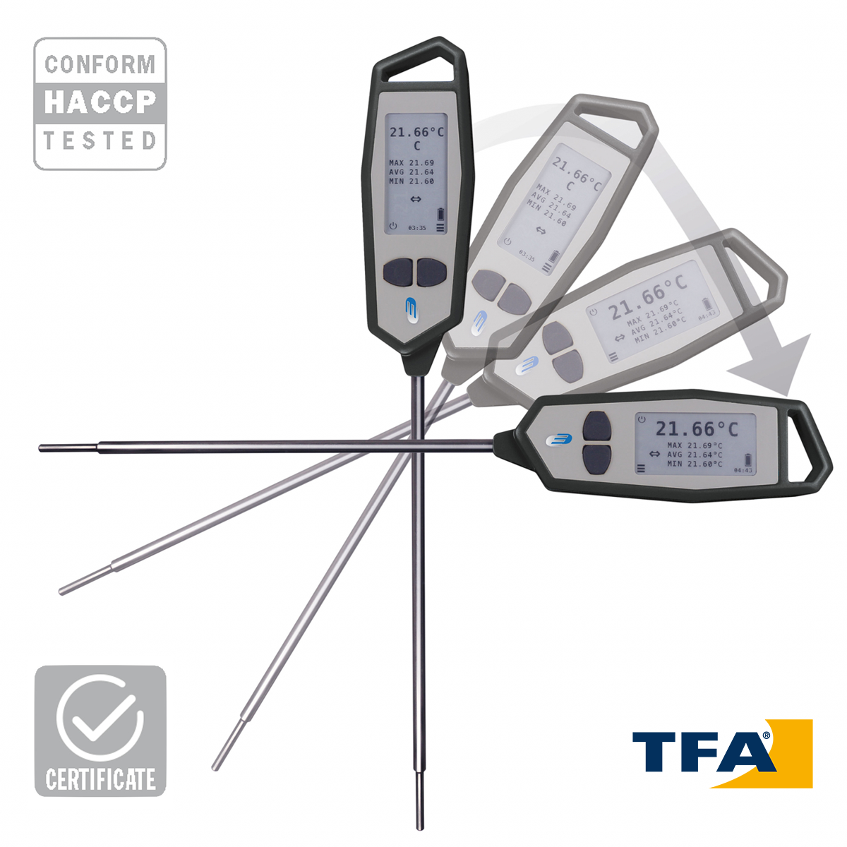 TFA 31.1064.01.K V315 Hassas Prob Tip Termometre ISO ve HACCP -50... +250 °C / ±0.05 °C / Prob: 315 mm
