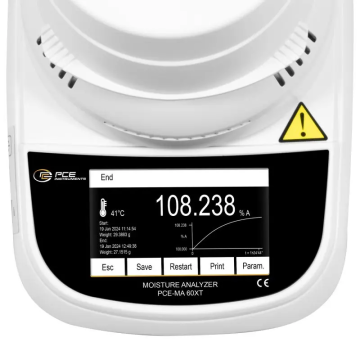 PCE MA 60XT Nem Tayin Cihazı 60 gr / 0.1 mg / +35 °C... +160 °C