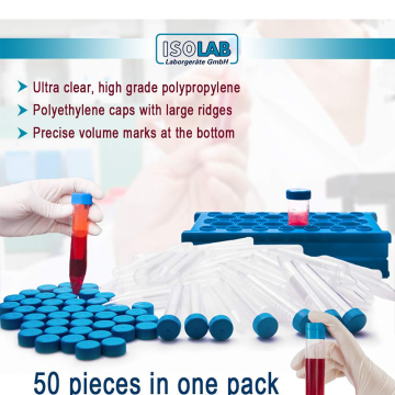 ISOLAB Tüp - Santrifüj - P.P - Non Steril - Vidalı Kapaklı - 15 ml / 50 Adet