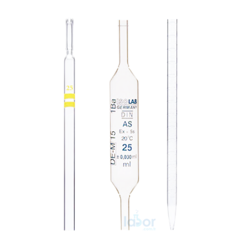 ISOLAB Pipet - Cam - Bullu - As Kalite - Grup Sertifikalı - Mavi Skala - 4 ml - (1 Adet)