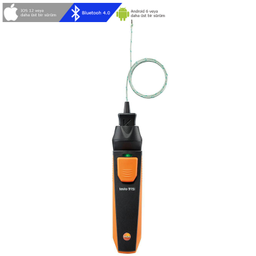 Testo 915i Termometre Esnek Sıcaklık Problu Akıllı Telefon ile Kullanılabilen -50... +400 °C