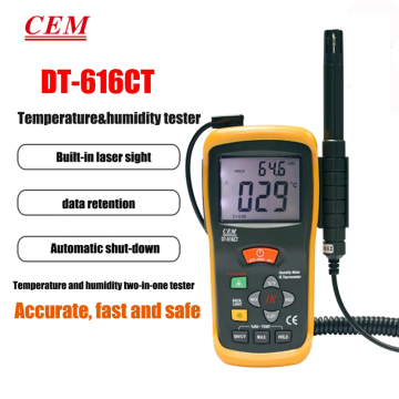 CEM DT-616CT Sıcaklık Nem Ölçer ve Kızılötesi Termometre -20… +60 °C / 5.0% … 95.0%RH / -50… +500 °C