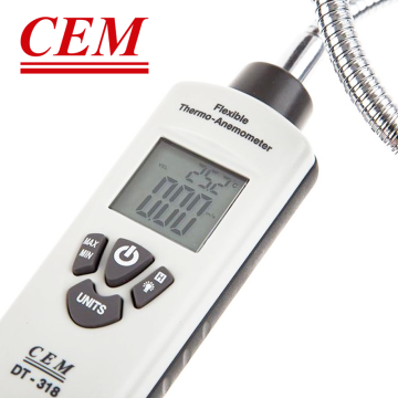 CEM DT-318B Termo-Anemometre ve Hava Akış Ölçer -10.0... 60.0 °C / 1.00... 30.00 m/s / 0-999.900 ft3/min
