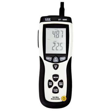 CEM DT-8880 Teleskopik Problu Hava Hızı Hava Akışı ve Sıcaklık Ölçer 0... 50.0 °C / 0.1... 25 m/s / 0... 99.999 m3/d