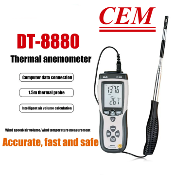 CEM DT-8880 Teleskopik Problu Hava Hızı Hava Akışı ve Sıcaklık Ölçer 0... 50.0 °C / 0.1... 25 m/s / 0... 99.999 m3/d