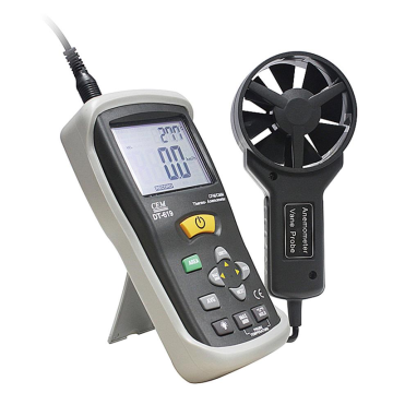 CEM DT-619 Hava Hızı Hava Akışı ve Sıcaklık Ölçer 0... 50.0 °C / 0.4... 30.0 m/sn / 0... 999900 m³/min
