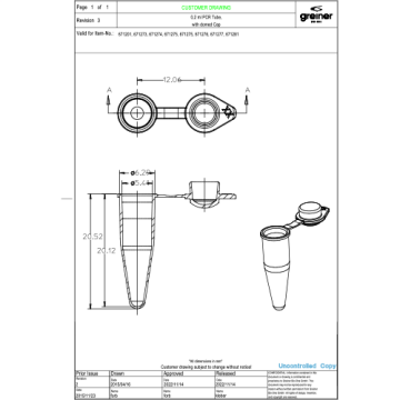 greiner BIO-ONE 682201 SAPPHIRE PCR Tüpü 0.2 mL, PP, Buzlu Ekli Düz Kapaklı 1000 Adet / Paket