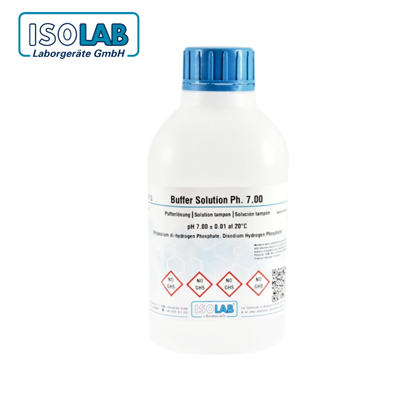 ISOLAB 908.B07.1000 Buffer Solution pH 7.00 ± 0.01 at 20°C (Potassium di-hydrogen Phosphate, Disodium Hydrogen Phosphate) 1 L