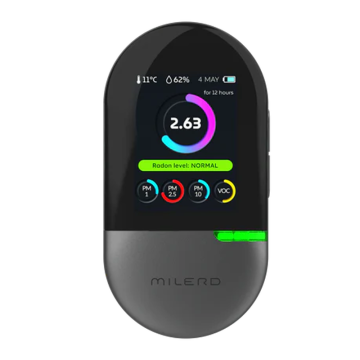MILERD Aero Q8 Radon Gazı PM 1 PM 2,5 PM 10 Küf Riski VOC Nem ve Sıcaklık Ölçer 9999 Bq/m3'e (270 pCi/L) kadar