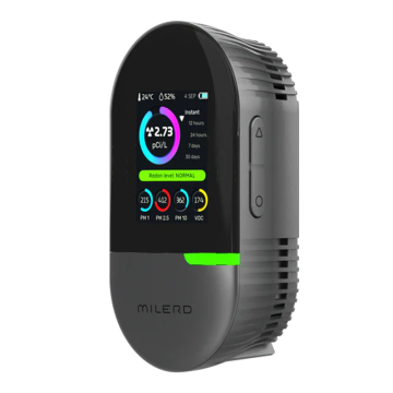 MILERD Aero Q8 Radon Gazı PM 1 PM 2,5 PM 10 Küf Riski VOC Nem ve Sıcaklık Ölçer 9999 Bq/m3'e (270 pCi/L) kadar
