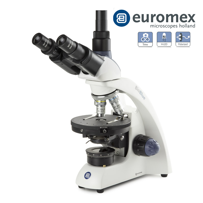 euromex BB.4241‑P‑HLED Trinoküler Polarize Mikroskop SMP 4/10/S40x Objektifler ve LED Halogen Aydınlatma