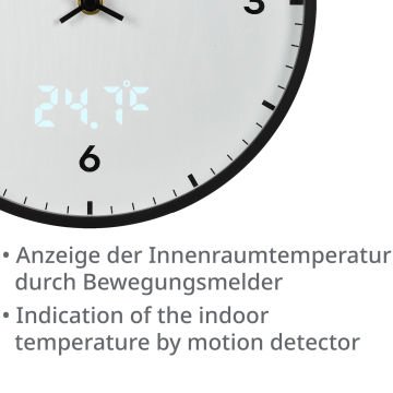 BRESSER MyTime LEDsec Duvar Saati ve Termometre Ø24 cm Beyaz