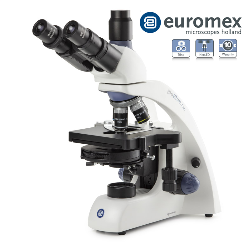 euromex BB.1153‑PLPHi Trinoküler Mikroskop WF 10x/20 mm Oküler PL 10x/20x/S40x/S100x IOS Objektifler Rafsız Sahne 3 W NeoLED™ Aydınlatma