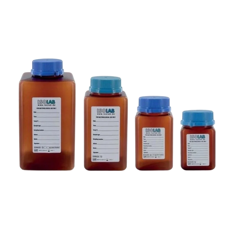 ISOLAB Su Numune Şişesi - P.P. - Sodyumtiyosülfatlı - Amber - Steril R - 250 ml - 108 Adet  Grup ambalajlı