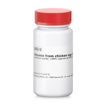 Sigma-Aldrich A5503 Albumin from chicken egg white lyophilized powder, ≥98% (agarose gel electrophoresis) CAS No.: 9006-59-1 5 gr