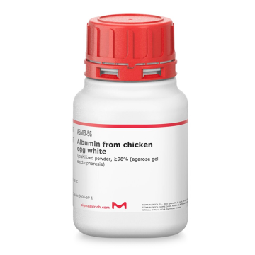 Sigma-Aldrich A5503 Albumin from chicken egg white lyophilized powder, ≥98% (agarose gel electrophoresis) CAS No.: 9006-59-1 5 gr