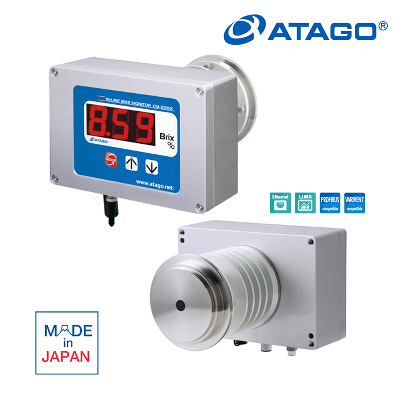 ATAGO 3564 CM-800α In-line Brix-Monitor Sürekli (Hat İçi) Refraktometre Brix : 0,0... 80,0% Sıcaklık : -15... 160 °C