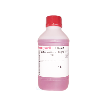 Fluka 33665 Buffer Solution  pH 4  Red Colored, Citric Acid / Sodium Hydroxide / Sodium Chloride Solution, With Fungicide  1 L