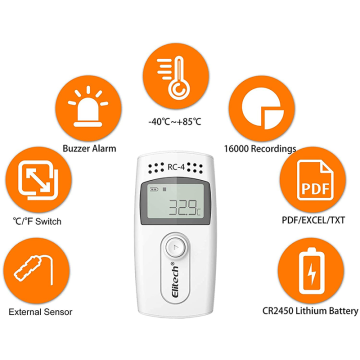 Elitech RC-4 Sıcaklık Veri Kaydedici, PDF, 16.000 Veri / -30... +60 °C