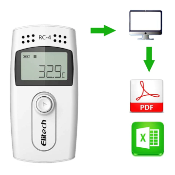 Elitech RC-4 Sıcaklık Veri Kaydedici, PDF, 16.000 Veri / -30... +60 °C