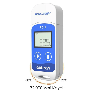 Elitech RC-5 Sıcaklık Veri Kaydedici, PDF USB Sıcaklık Veri Kaydedici, 32.000 Veri / -30... +70 °C