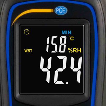 PCE 444 Sıcaklık, Nem, Çiğ Noktası Sıcaklığı ve Yaş Termometre Sıcaklığı Ölçer -20... 70 °C / 0... 100% n.o
