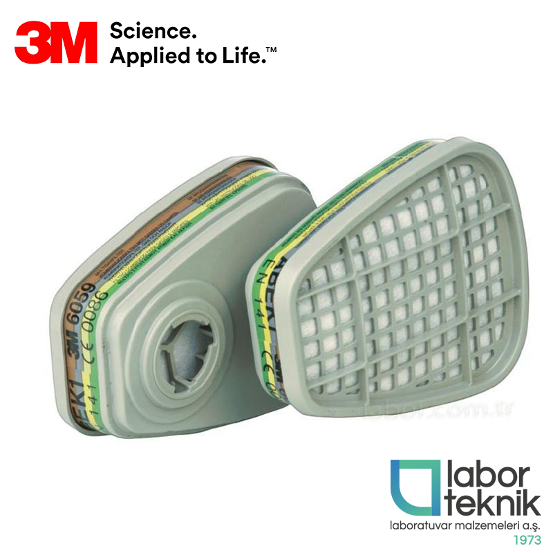 3M™ 6059 Gaz ve Buhar Filtresi - EN 141 (Bayonet Bağlantılı, ABEK1 Filtreli) - (1 Çift)