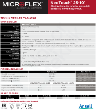 Ansell MICROFLEX® NeoTouch®  25-101 Neopren Laboratuvar Eldiveni Large (8.5 - 9) 100 Adet/Kutu